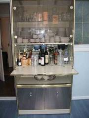 Glass Mirrored Cabinet with Brass Trims and Detail