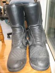 Mens Black Leather Motorcycle Boots,  Size 10/43